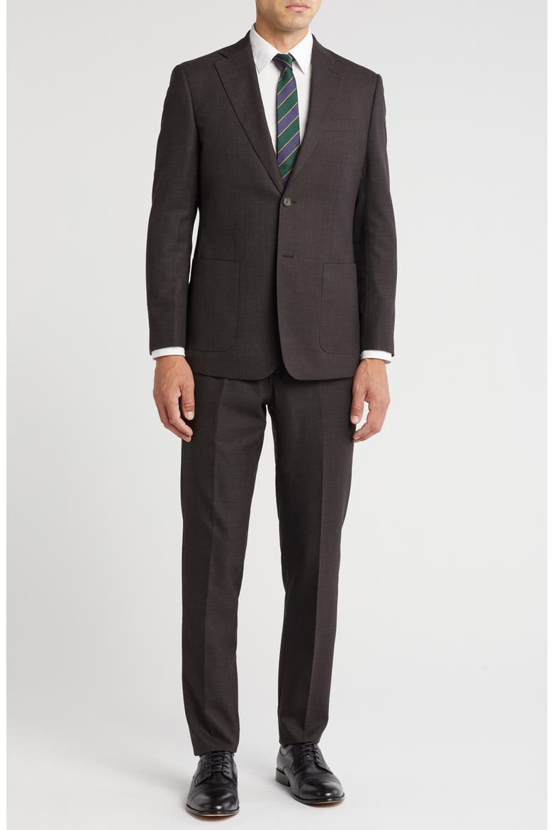 Notch Lapel Wool Blend Two-Piece Suit, Main, color, BROWN