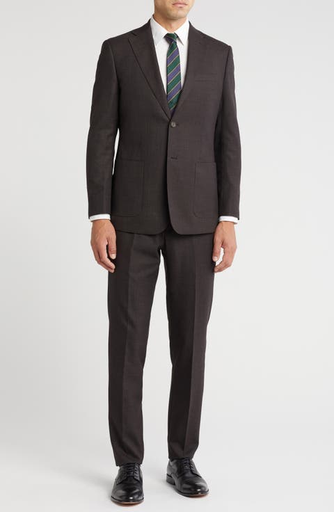 Notch Lapel Wool Blend Two-Piece Suit