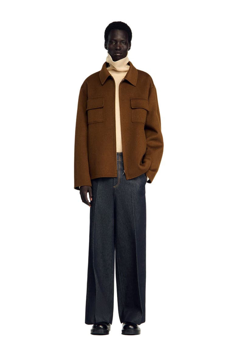 Zipped overshirt, Main, color, Tobacco brown