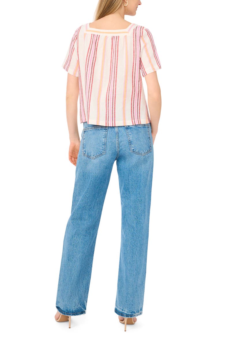 Stripe Square Neck Top, Alternate, color, TANGERINE