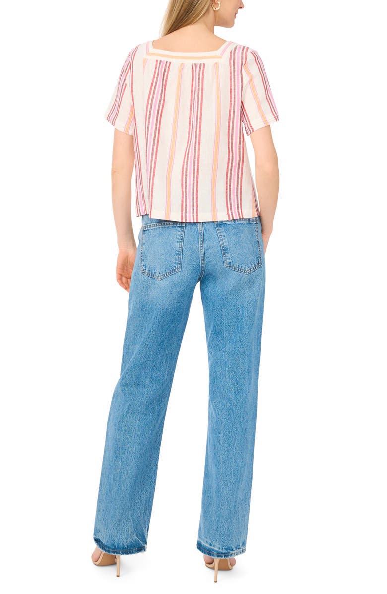 Vince Camuto Stripe Square Neck Top, Alternate, color, Tangerine