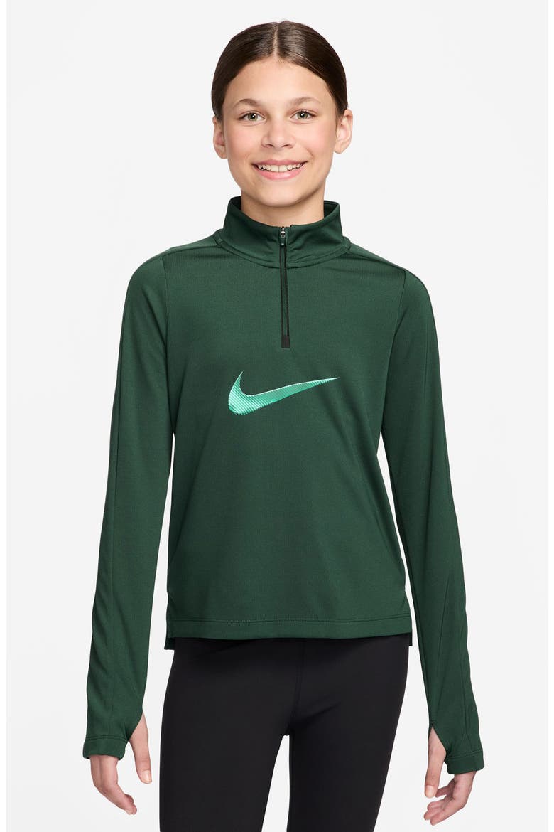 Kids' Dri-FIT Half Zip Pullover, Main, color, FIR/ MINT FOAM/ FIR