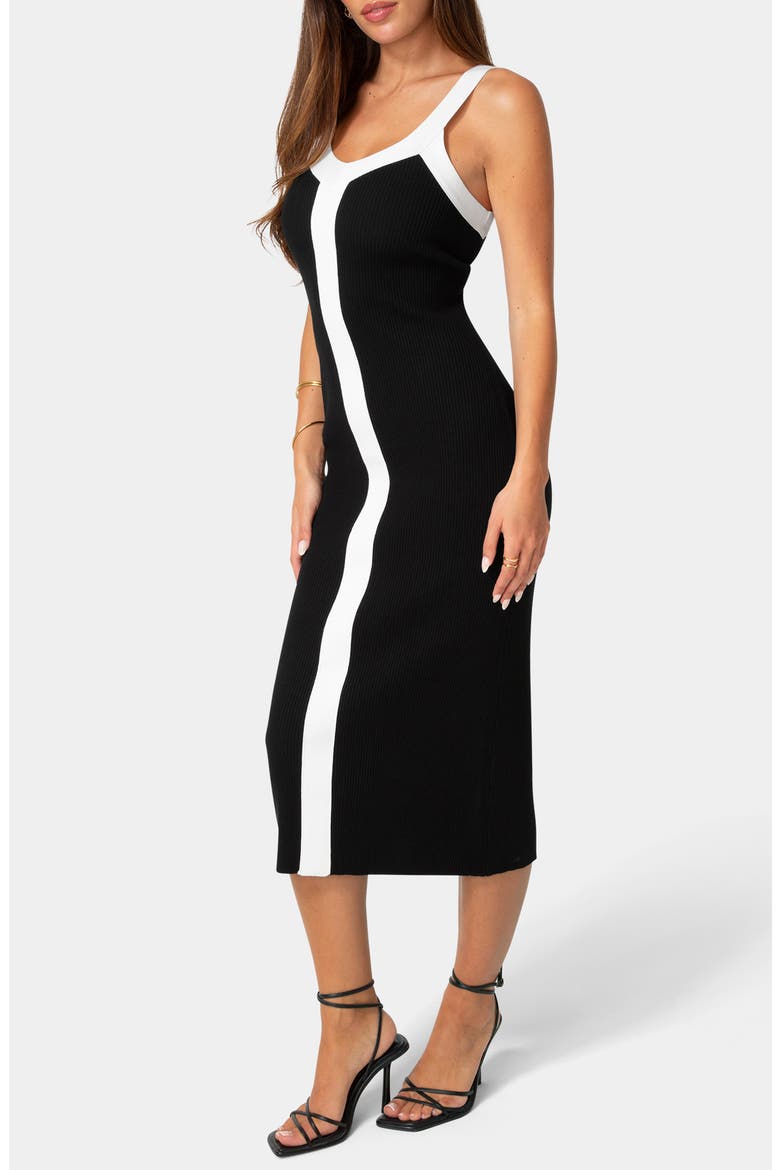 Colorblocked Ribbed Sweater Dress, Alternate, color, BLACK/ WHITE