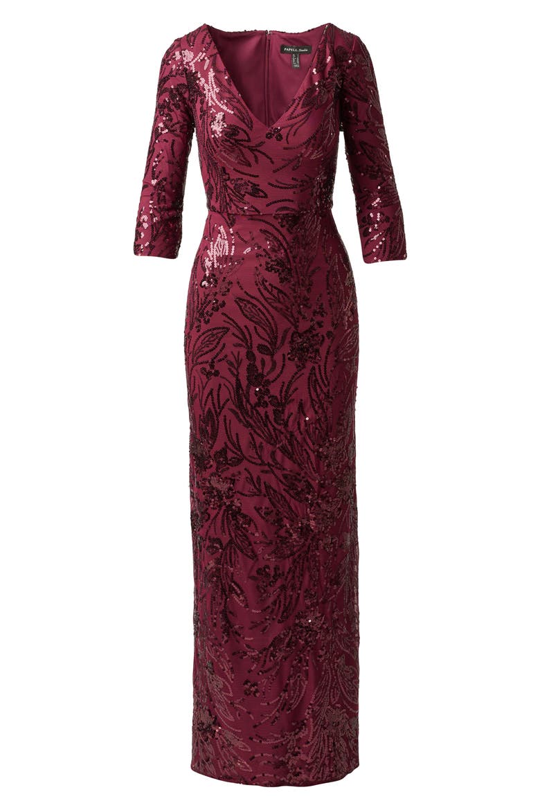 Sequin Gown, Alternate, color, DEEP WINE