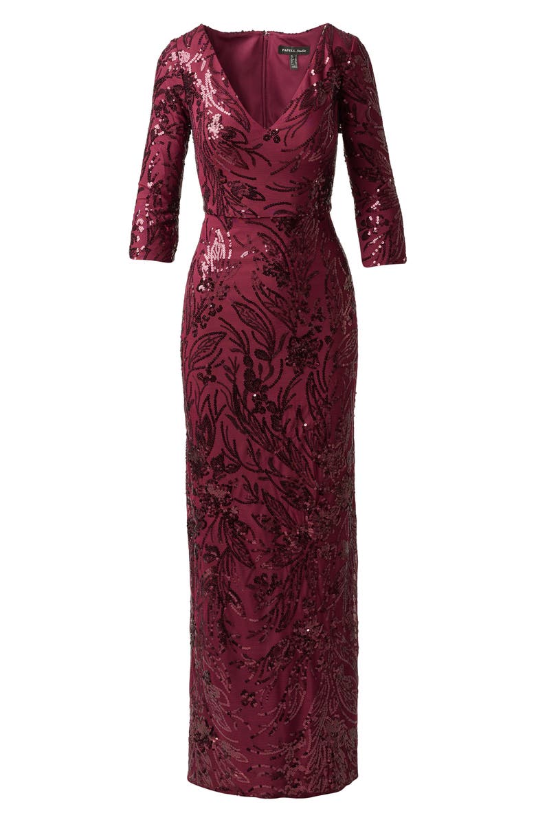 Adrianna Papell Sequin Gown, Alternate, color, Deep Wine