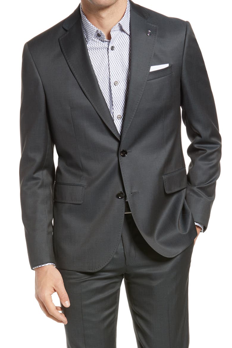 Roger Extra Trim Fit Wool Suit, Alternate, color, GREEN