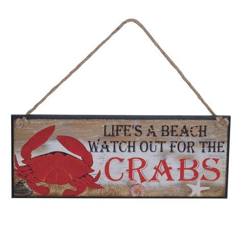 Life'S A Beach Watch Out For The Crabs Wall Sign Plaque