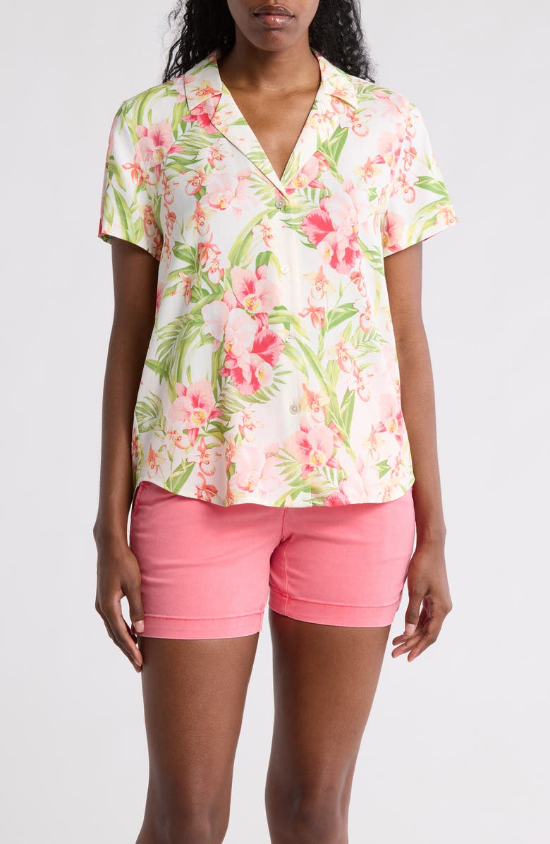 Tommy Bahama Fleur de Lei Talulla Silk Camp Shirt, Main, color, 
