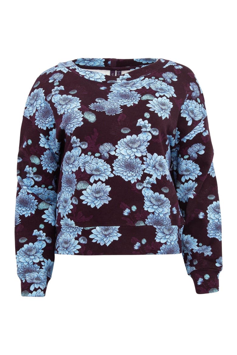 Clara Oversized Brushed Knit Sweatshirt, Main, color, Serious Floral Plum