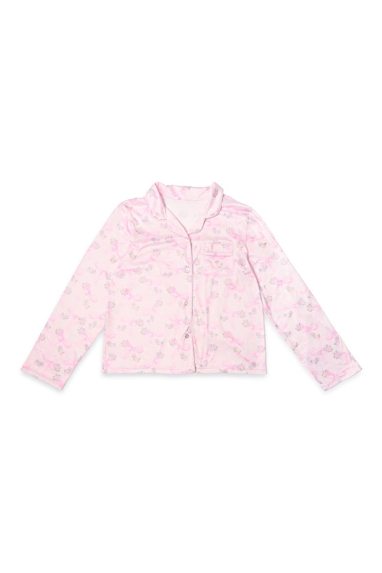 Kids' Bow Floral Pajamas & Headband Set, Alternate, color, POWDER PINK