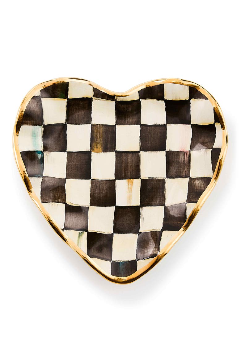 Courtly Check® Fluted Heart Plate, Alternate, color, BLACK/ WHITE