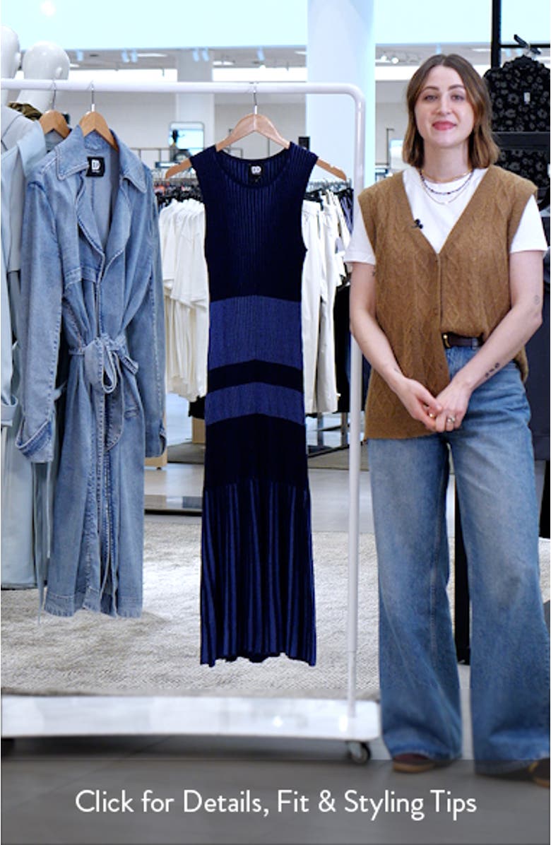 Harmony Colorblock Pleated Midi Sweater Dress, sales video thumbnail