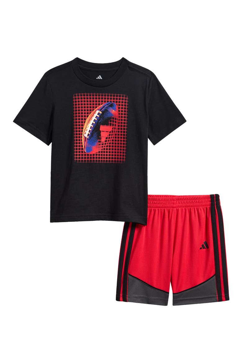 Kids' Basketball Graphic T-Shirt & Athletic Shorts Set, Main, color, BLACK
