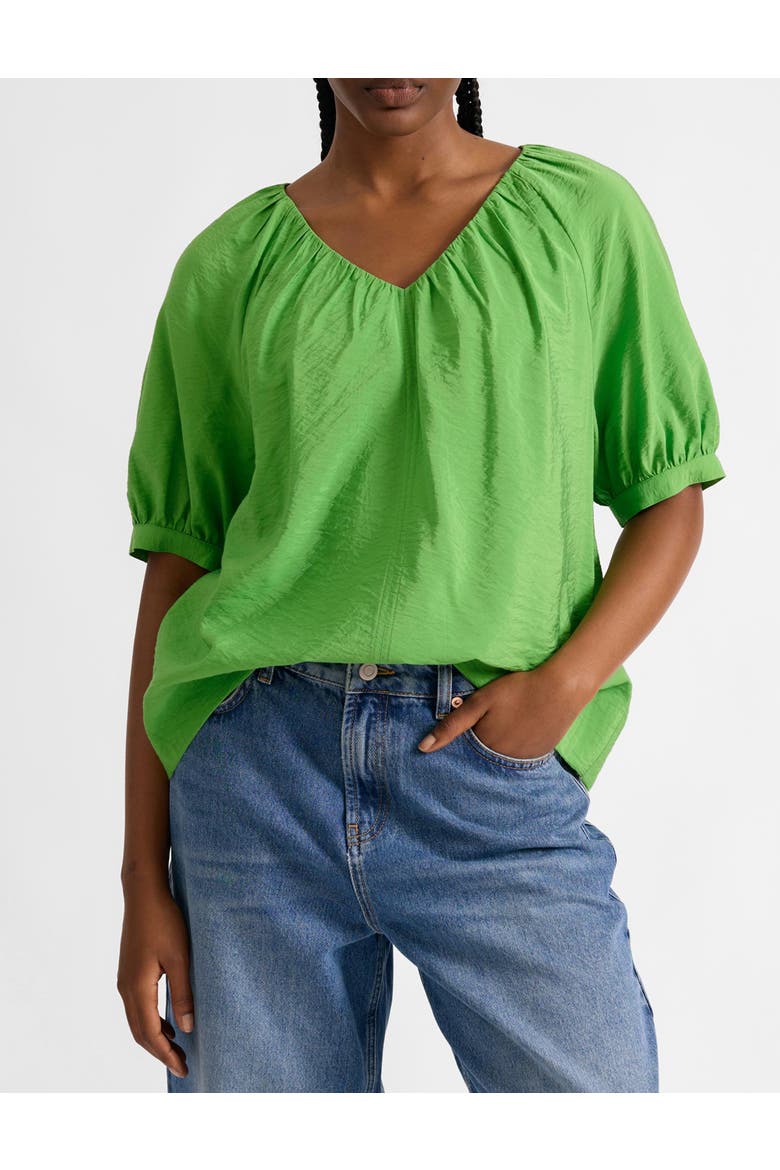Air Flow V-Neck Gathered Top, Alternate, color, Green