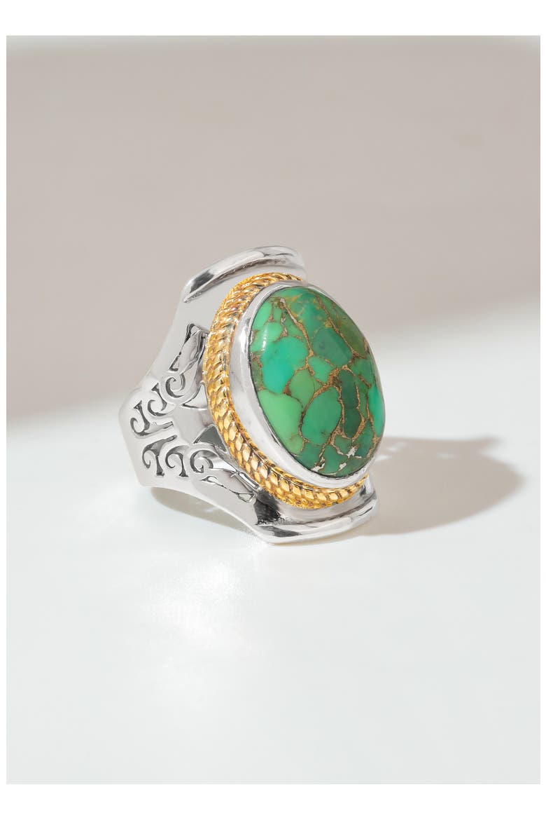 Stabilized Turquoise & Copper Cabochon Ring, Alternate, color, GREEN