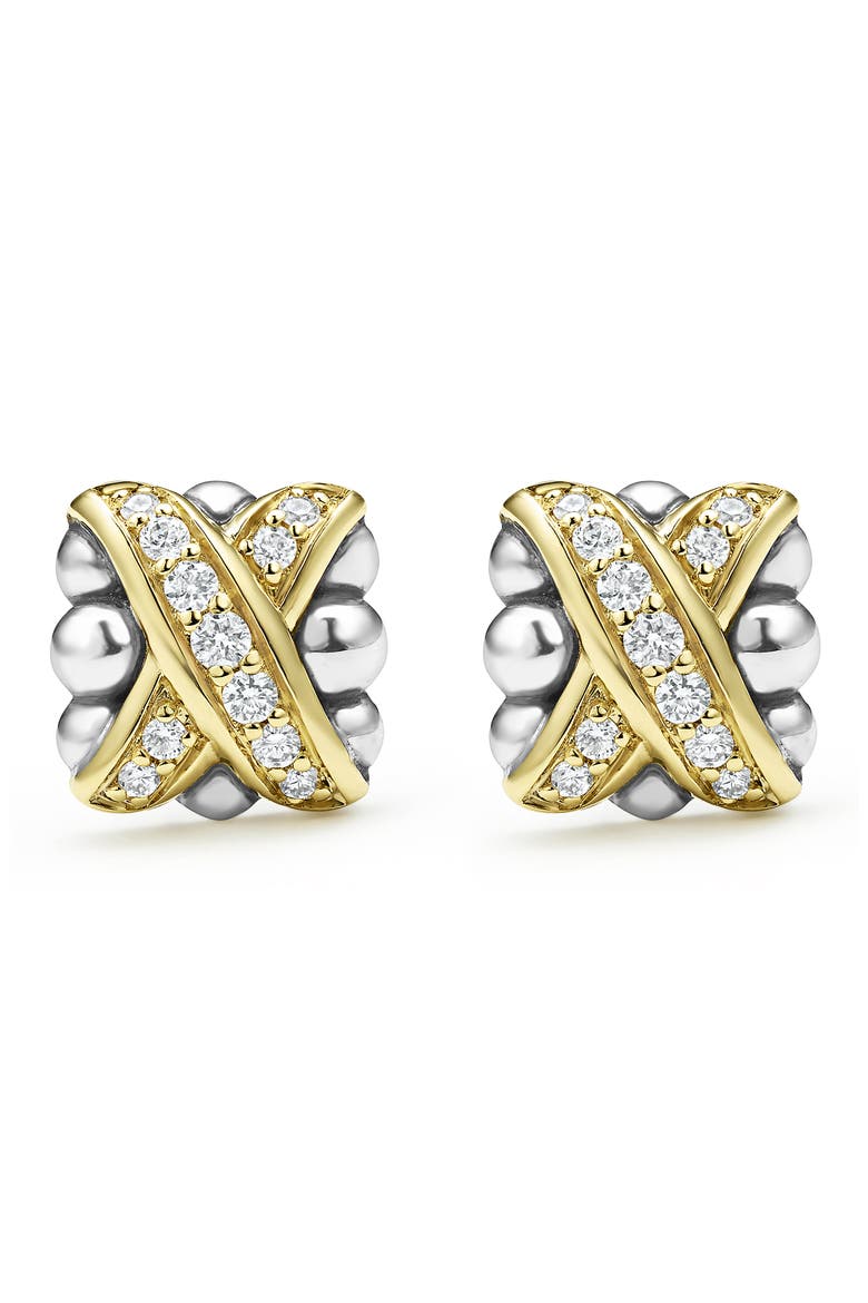 Embrace Pavé Diamond & Caviar Stud Earrings, Alternate, color, METALLIC
