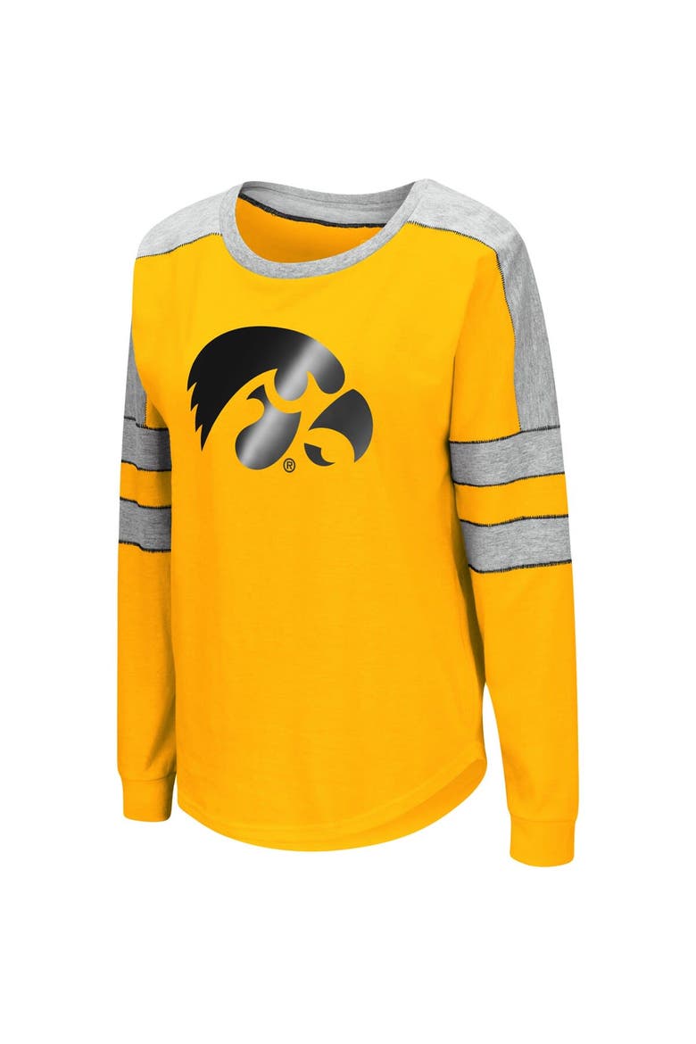 Women's Colosseum Gold Iowa Hawkeyes Trey Dolman Long Sleeve T-Shirt, Alternate, color, Gold