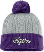 TOP OF THE WORLD Women's Top of the World Gray/Purple LSU Tigers Becca Cuffed Knit Hat with Pom