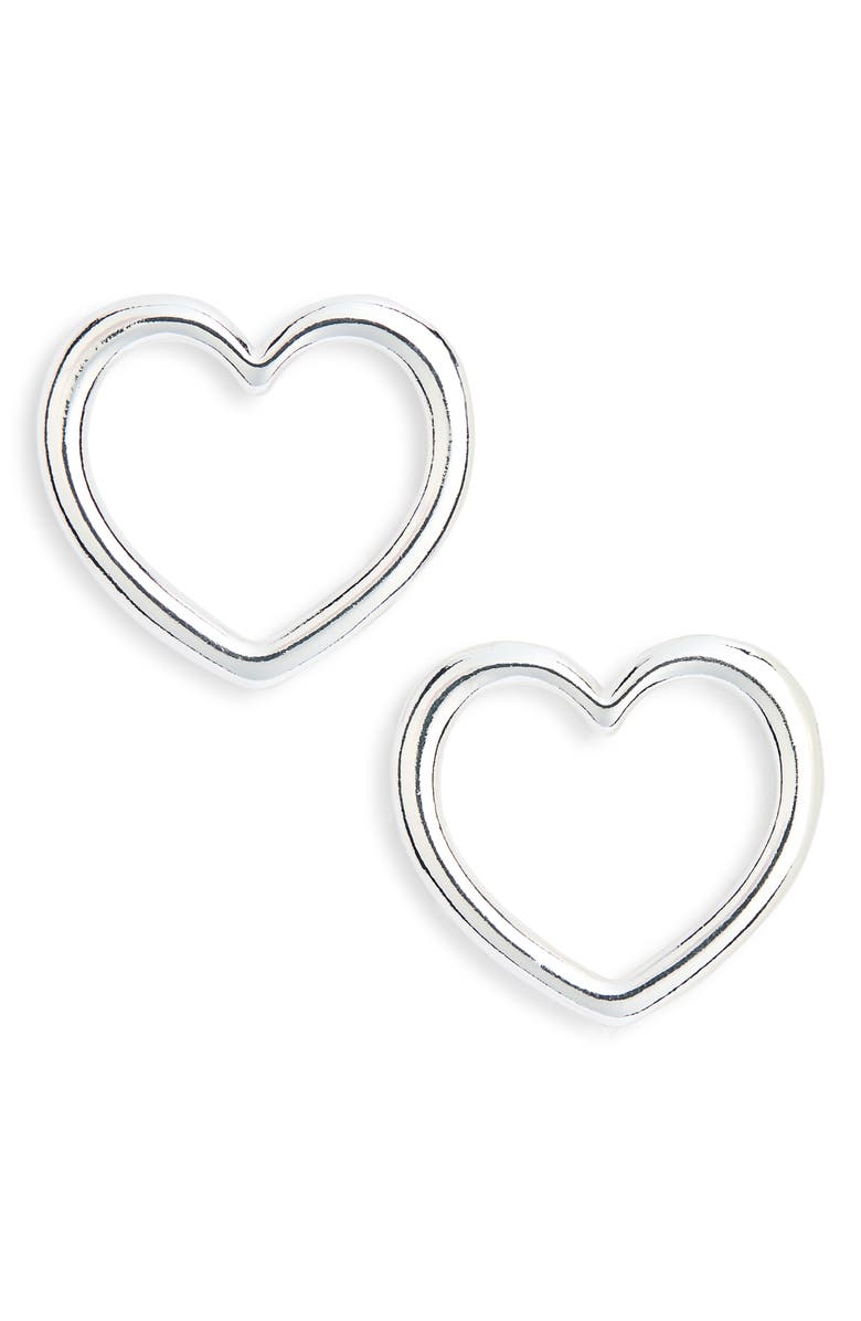 NORDSTROM RACK Open Heart Stud Earrings, Main, color, Silver