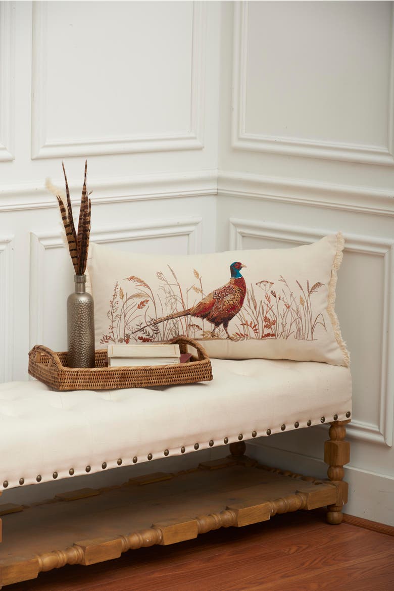 Pheasant Landing Indoor Lumbar Pillow, Alternate, color, Red