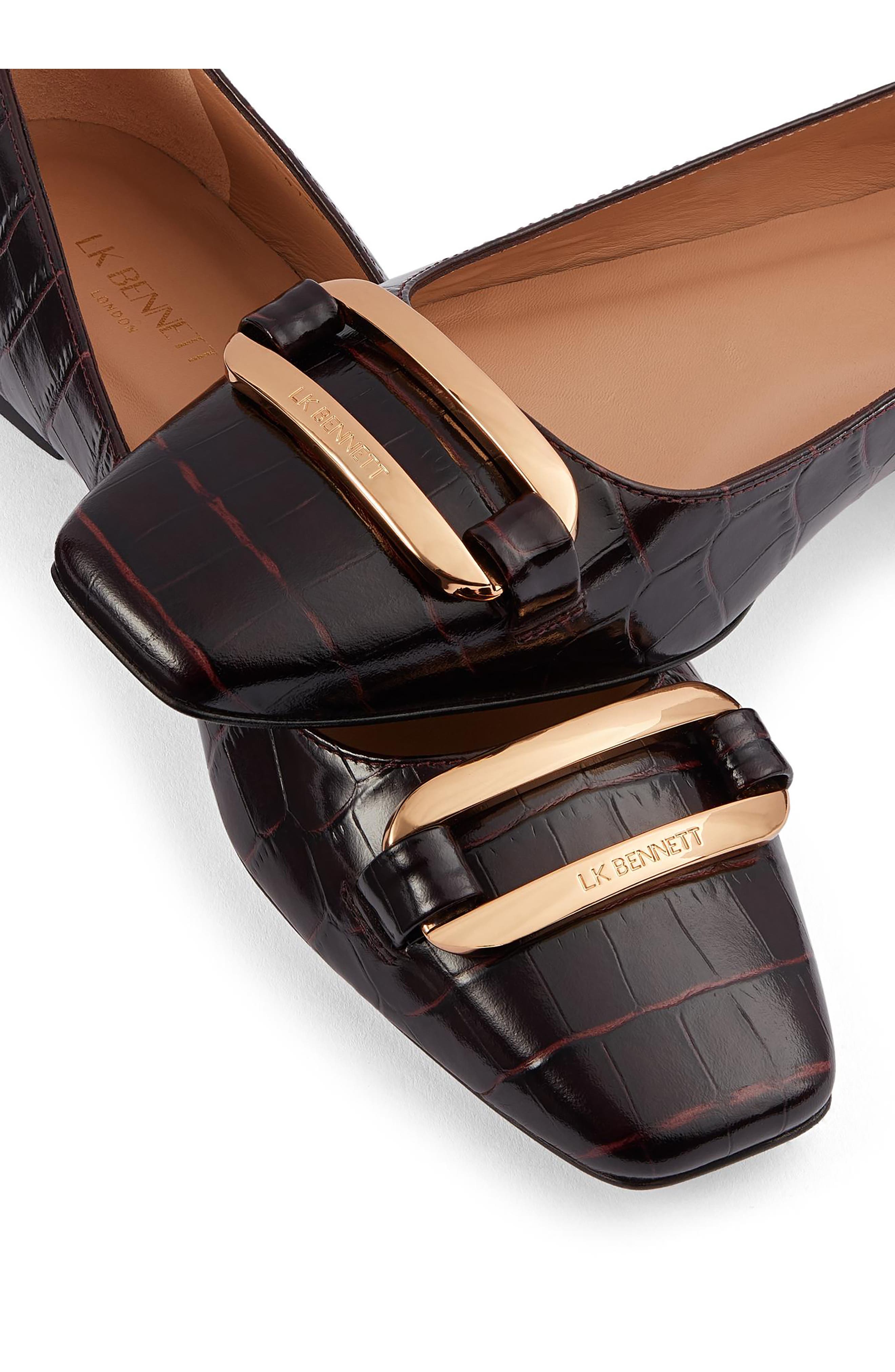 LK Bennett Cayden Croc Embossed Flat, Alternate, color, 