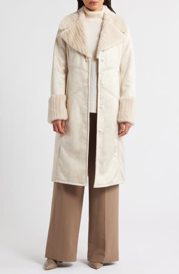 Faux Fur Trim Longline Coat