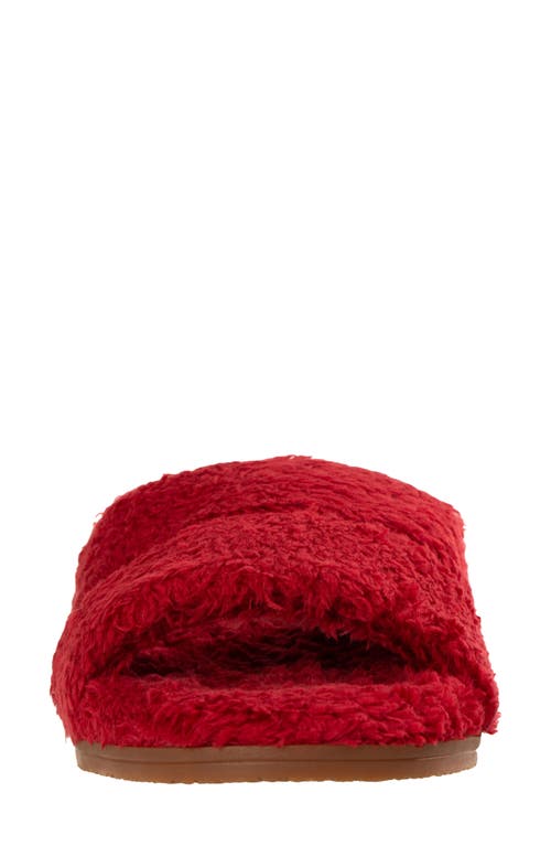 Revitalign Callie High Pile Fleece Slide Slipper In Red