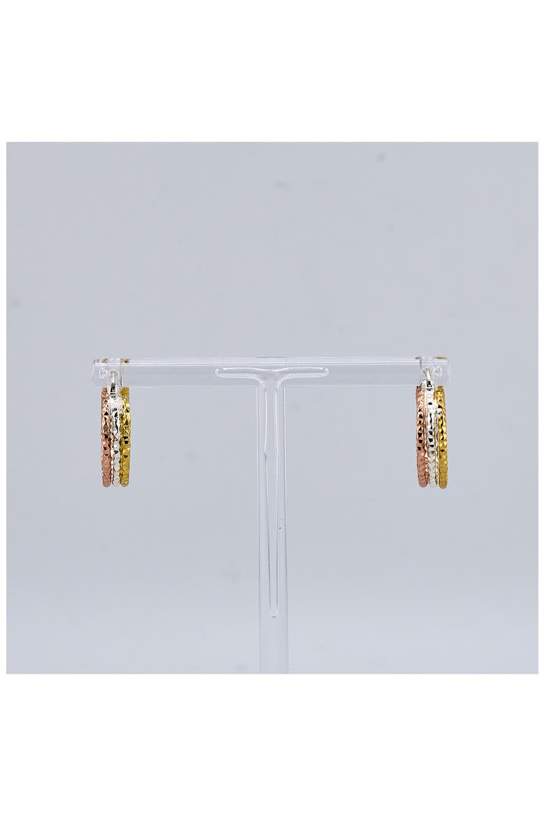 Tri-Tone Hammered Hoop Earrings, Alternate, color, TRITONE