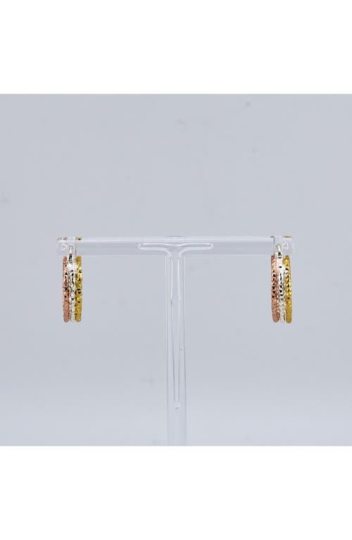 American Exchange Tri-tone Hammered Hoop Earrings In Tritone