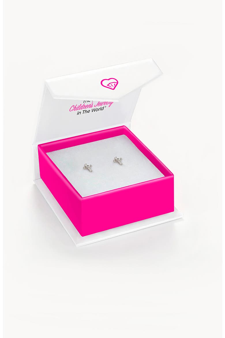 Delicate Cubic Zirconia Cross Earrings, Alternate, color, Silver