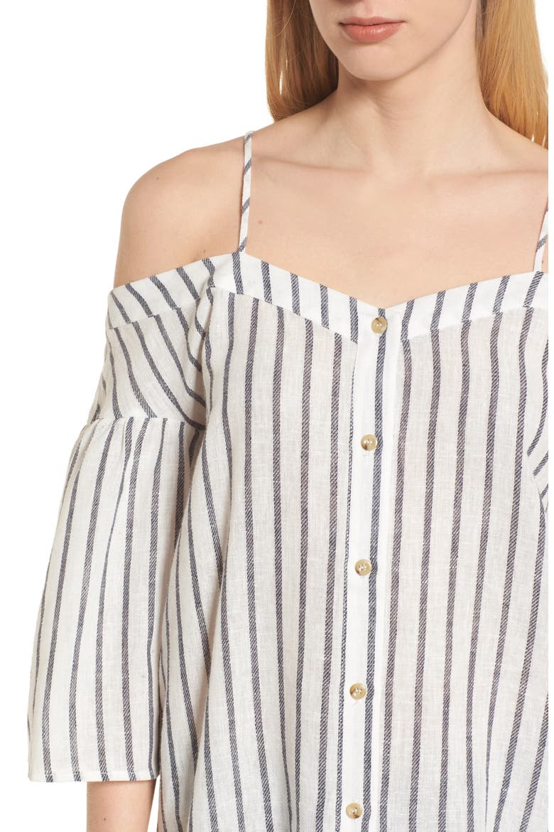 Stripe Off the Shoulder Top, Alternate, color, NAVY PEACOAT STRIPE