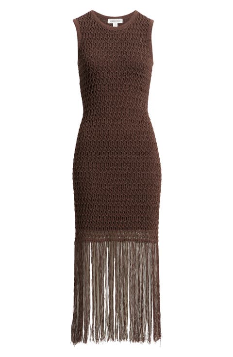 Sleeveless Fringe Knit Dress