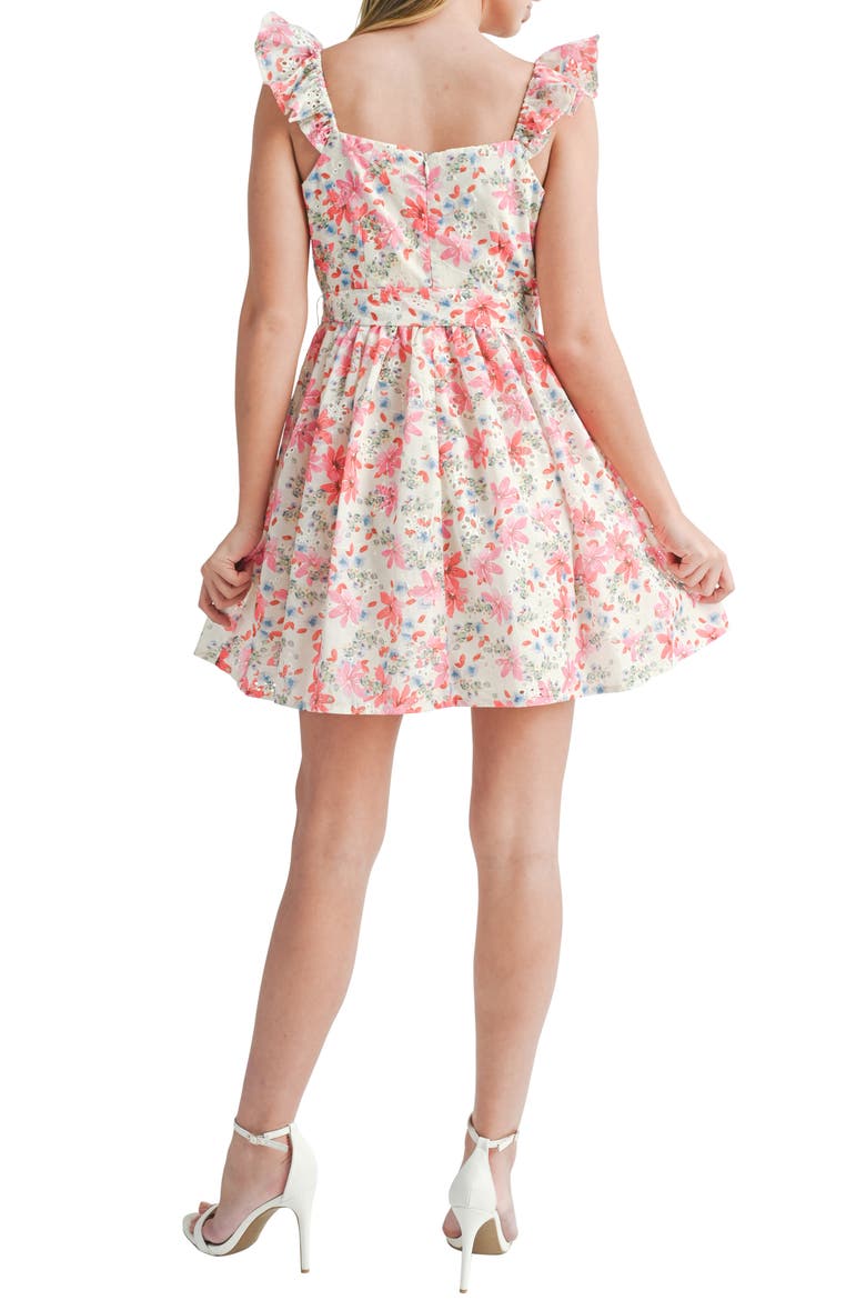 Floral Eyelet Cotton Minidress, Alternate, color, PINK MULTI FLORAL