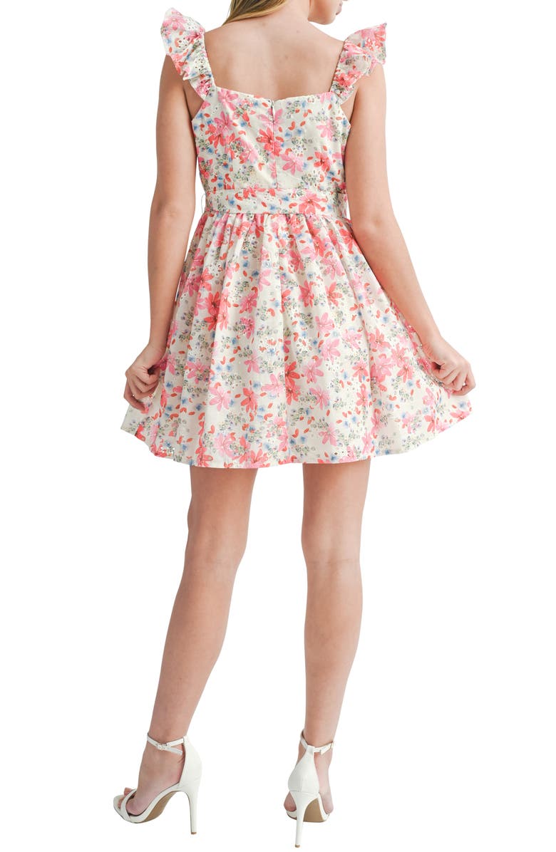 All in Favor Floral Eyelet Cotton Minidress, Alternate, color,