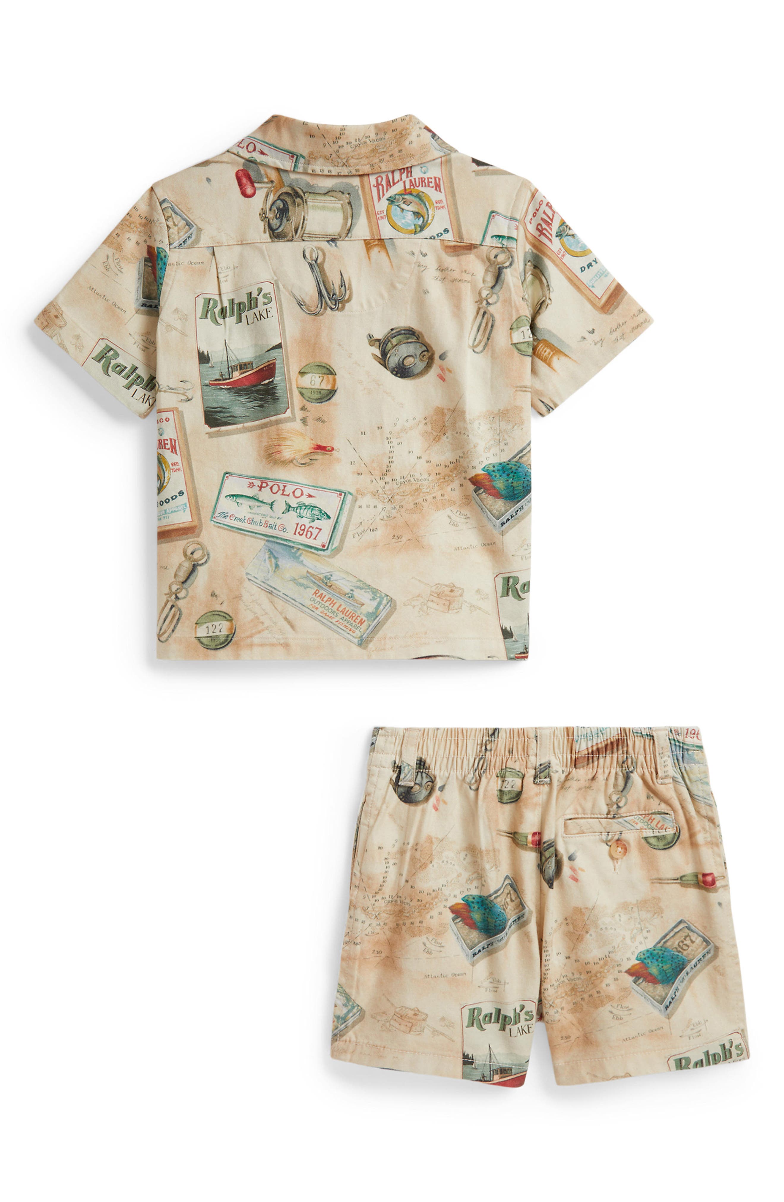 Детские Ralph Lauren Fishing Print Knit Camp Shirt & Shorts Set — фото 2