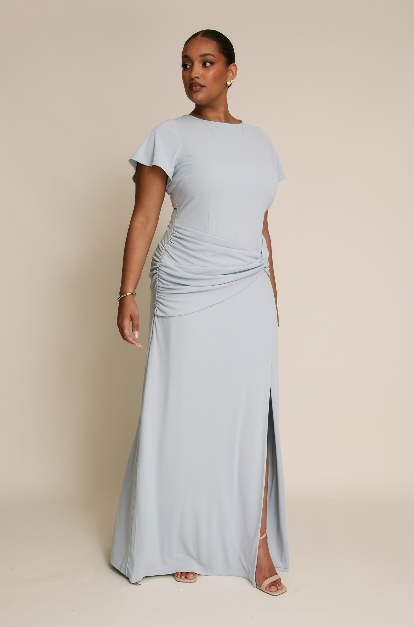 Knot Panel Flutter Sleeve Maxi Dress - image 2