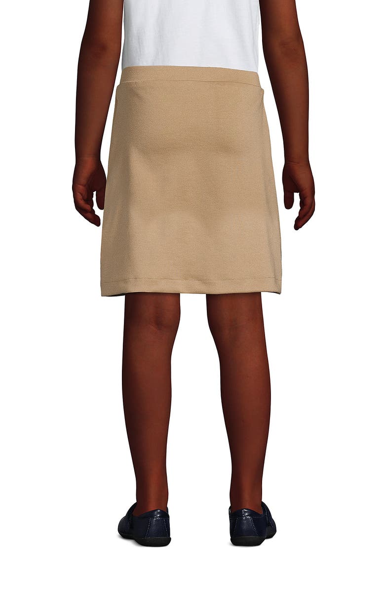 Lands' End School Uniform Girls Ponte Button Front Skort, Alternate, color, Khaki