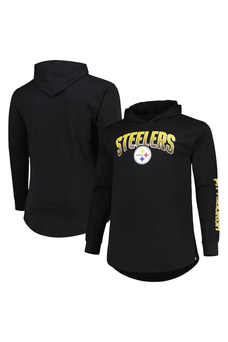 Men's Fanatics Branded Black Pittsburgh Steelers Big & Tall Front Runner Pullover Hoodie, Alternate, color, Black