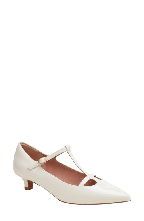 Linea Paolo Celia Pointed Toe T-strap Pump In White
