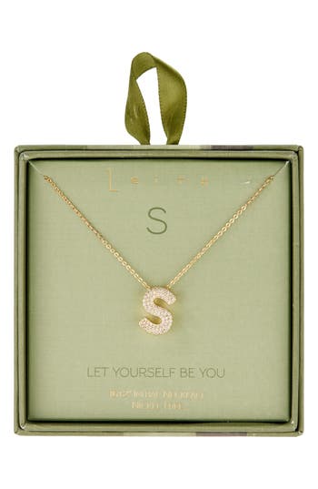 Leith Pavé Cubic Zirconia Initial Pendant Necklace In Gold