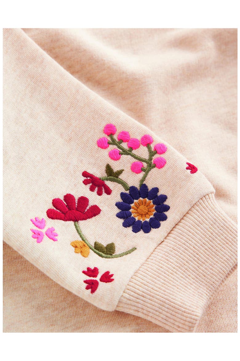 Kids' Ida Embroidered Sweatshirt Dress, Alternate, color, OATMEAL FLORAL EMBROIDERY