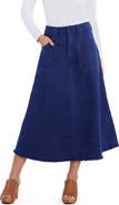 Wash Lab Denim Patch Pocket Denim Midi Skirt