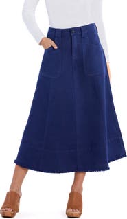 Wash Lab Denim Patch Pocket Denim Midi Skirt