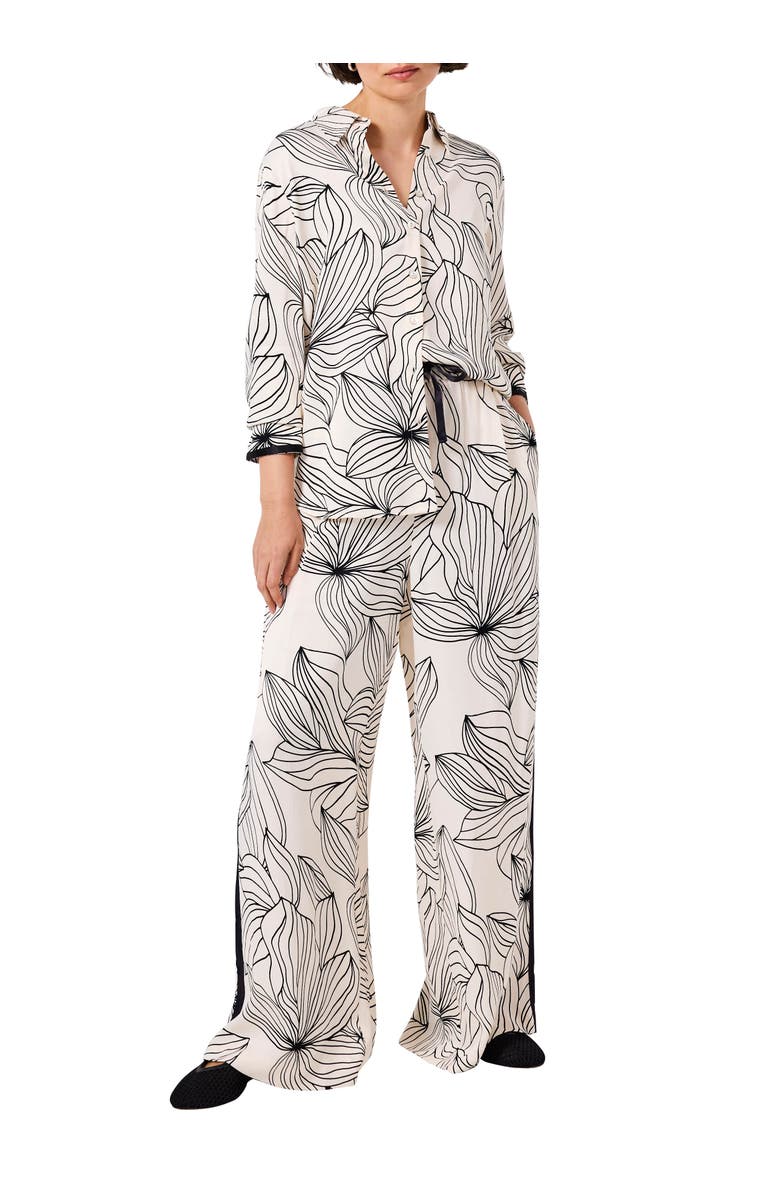 MINT VELVET Floral Print Wide Satin Trousers, Alternate, color, Cream