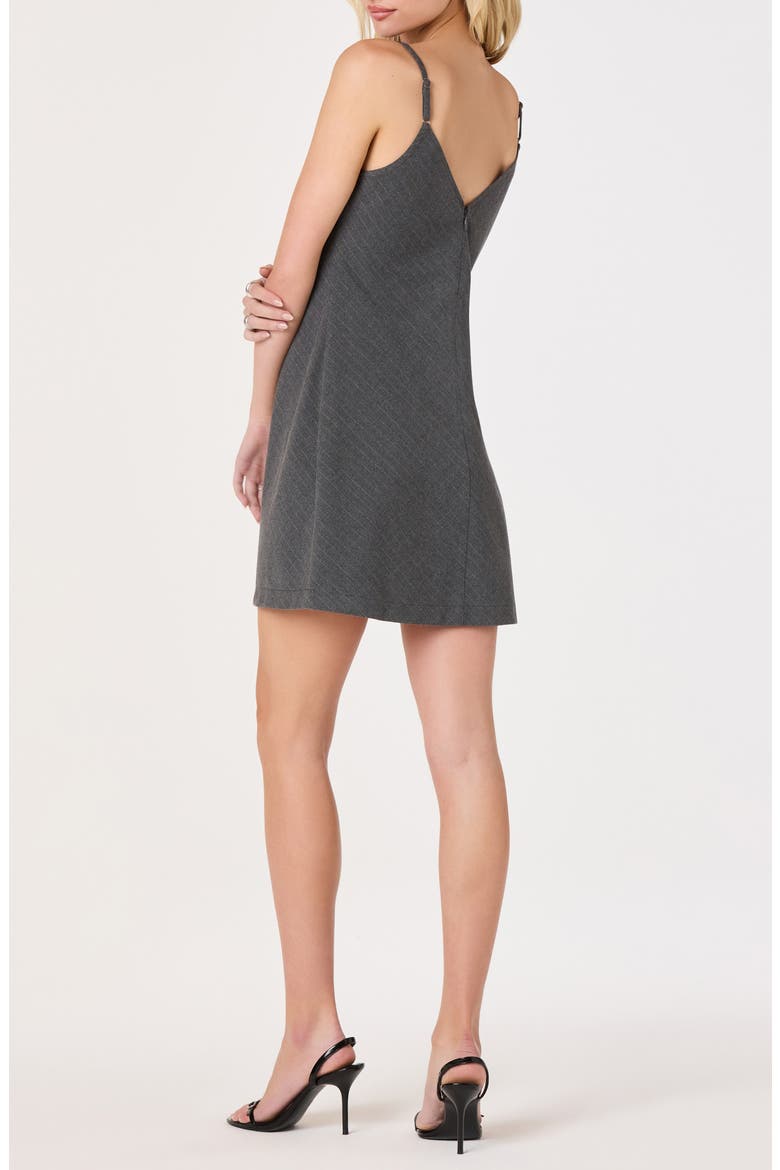 Aleta Pinstripe & Lace Mini Slipdress, Alternate, color, CHARCOAL