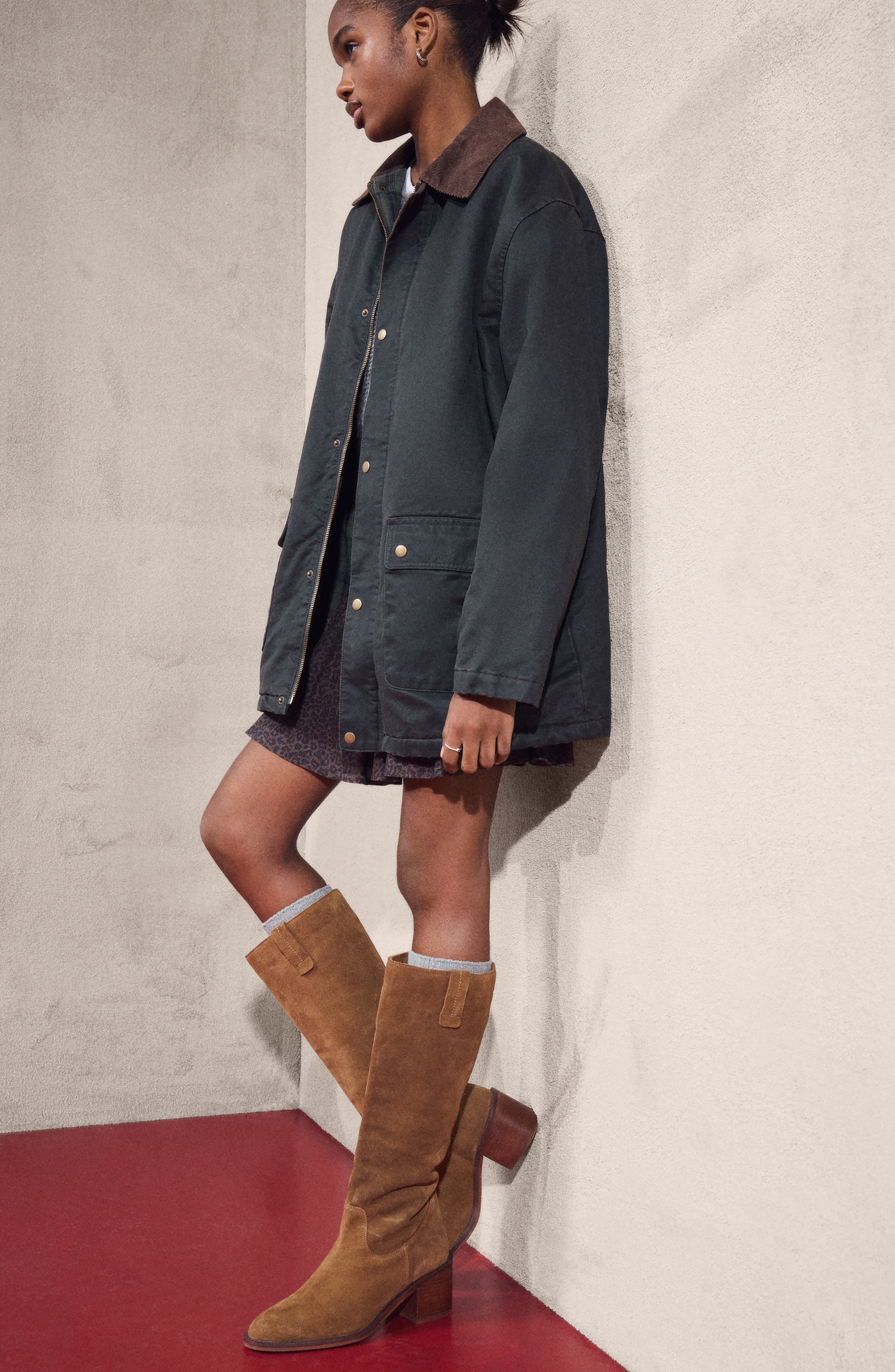 MANGO TEEN Tall Suede Boot, Alternate, color, Medium Brown