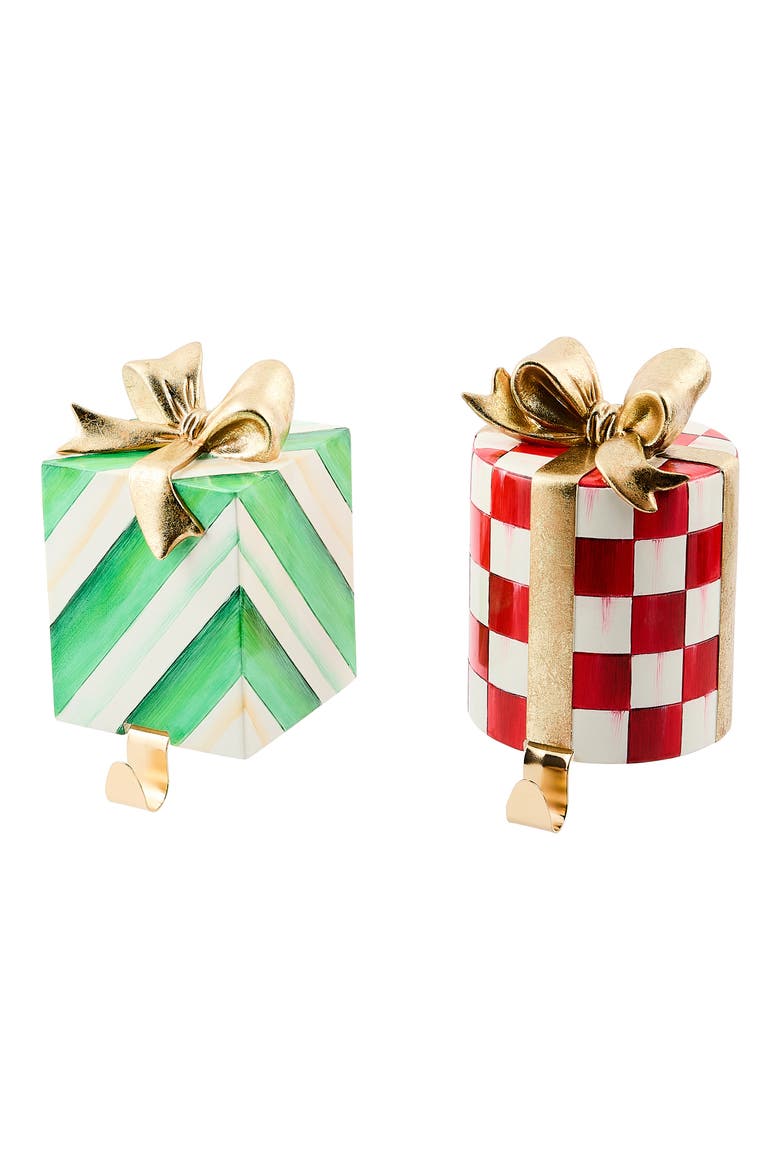 Check It Out Set of 2 Gift Stocking Box Holders, Main, color, GOLD
