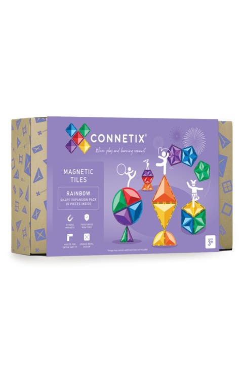 Kids' Rainbow Magnetic Tiles 36-Piece Shape Expansion Pack