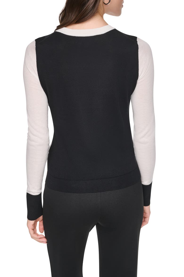 Colorblock Sweater, Alternate, color, IVORY/BLACK