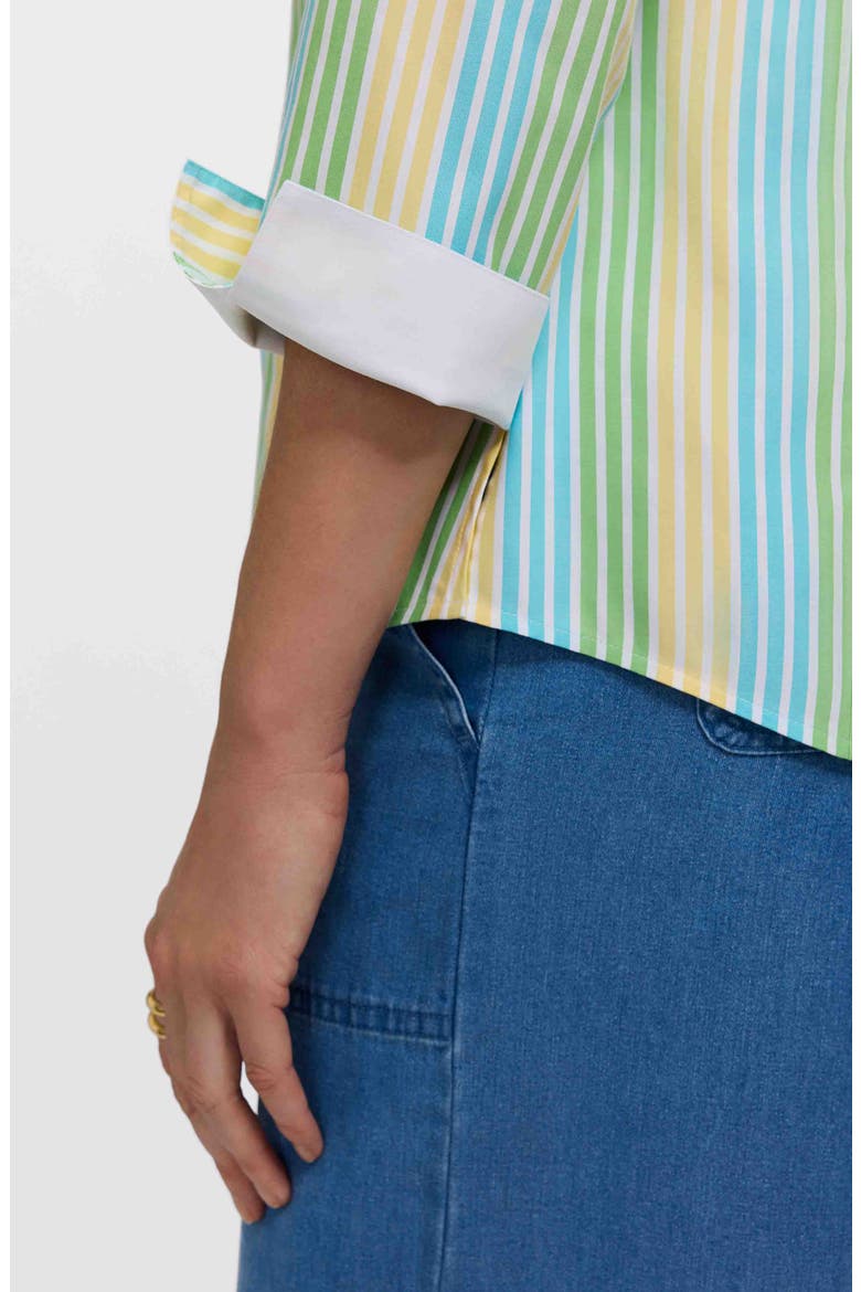 Taylor Stripe Cotton Button-Up Shirt, Alternate, color, GREEN/ MULTI